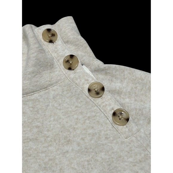 J.Crew Factory Beige Button Collar Fleece Sweatshirt Pullover Size M - Picture 5 of 8